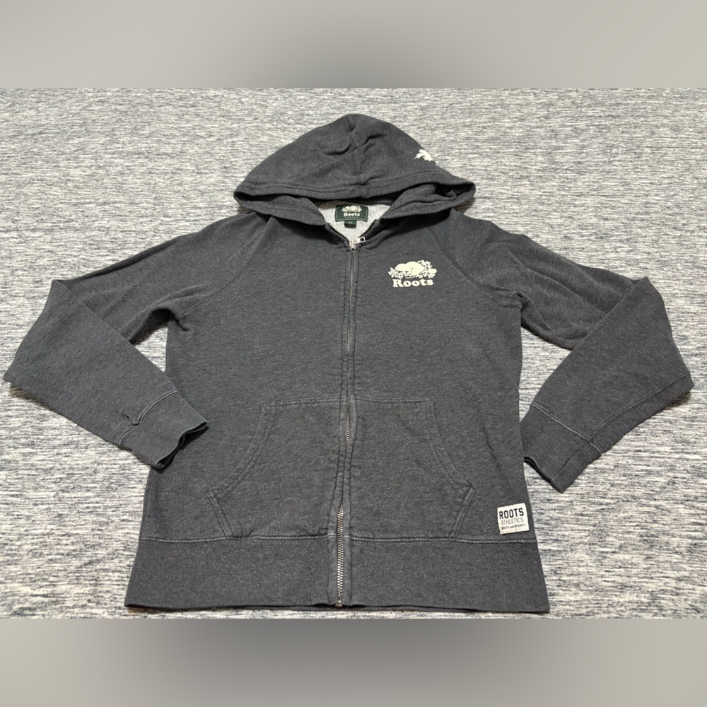 Roots Hooded Zip Up Sweater Size Small